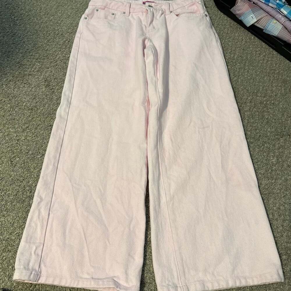 Edikted Wide Leg Jeans Size M Pink Denim